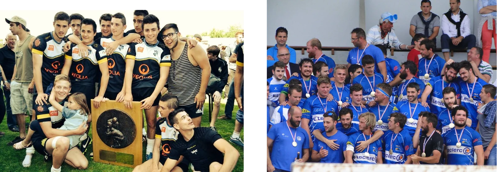 Martin Herréro avec ses équipes lors des titres de champion de France Juniors en 2014 et senior en 2016